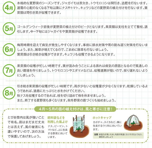 春 夏の作業と栽培カレンダー Jaとぴあ浜松